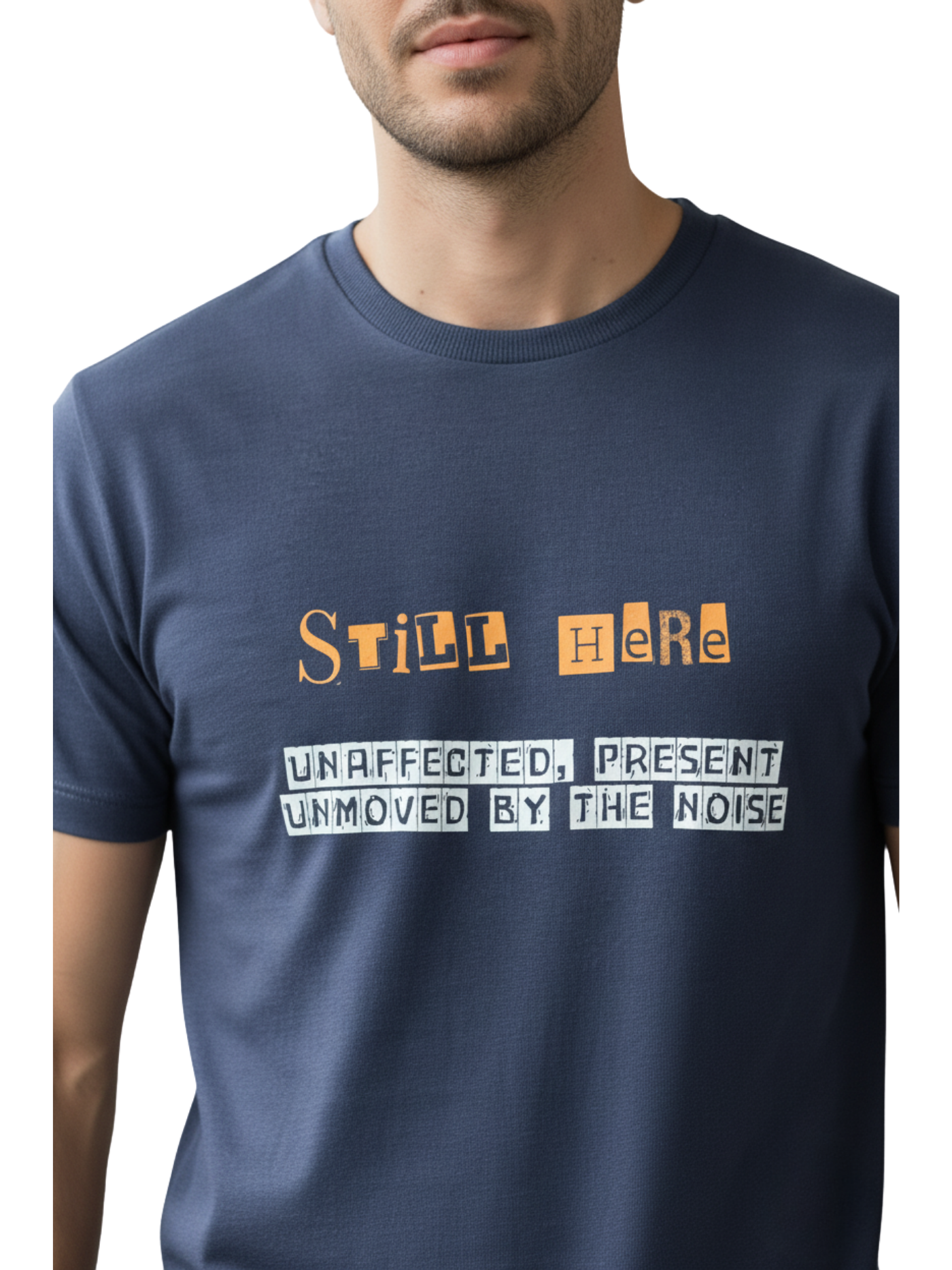 Blue "Unmoved Presence" T-shirt